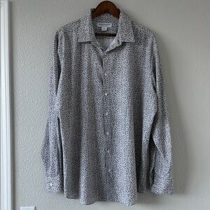 Mizzen + Main white Black Floral Print Button Down Dress Shirt Long Sleeve XXL